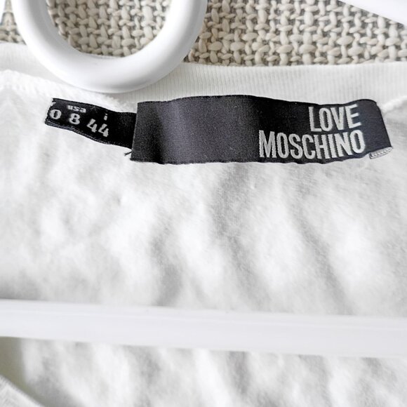 LOVE MOSCHINO White Round Neck Top | Size 8 - Picture 3 of 6